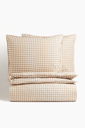 Gemusterte Bettwäsche für Doppelbett - Beige