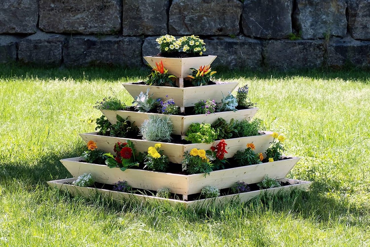 empasa Hochbeet Pyramide 'Cleo' Pflanzenpyramide Kräuterpyramide Frühbeet Kräuterbeet aus Holz