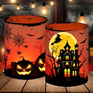 12 Windlichter Halloween-Motiv