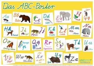 Mindmemo Lernposter - Das Tier ABC Poster für Kinder in Schreibschrift