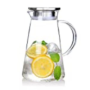 SUSTEAS 2.0 Liter Glas Krug Karaffe mit Deckel 