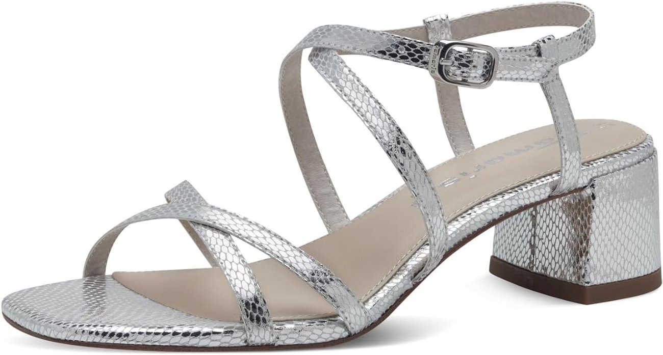 Tamaris Damen Sandalen mit Absatz Textil Vegan