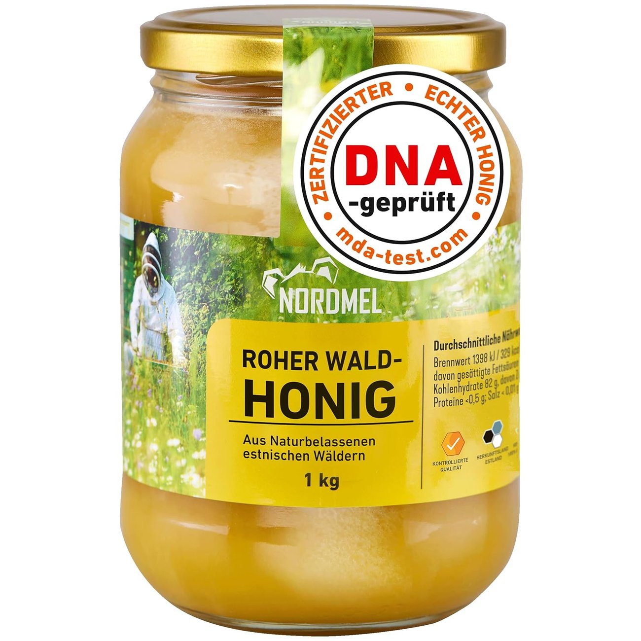Reiner, wilder, natürlicher, roher Honig, 1 kg, ungefiltert, natürlicher Honig aus dem Ostseewald in