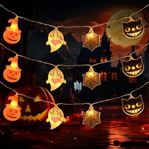 Livofloral Halloween Lichterkette: Kürbis, Geist, Spinnennetz, Katze