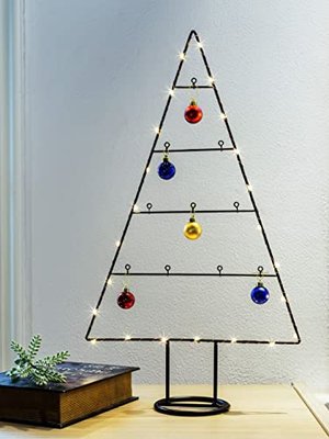 Metall LED Tannenbaum mit Haken zum selbst dekorieren - inkl. 5 Christbaumkugeln -