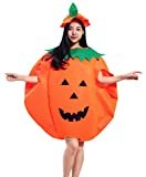 Aieoe Unisex Halloween Kürbis Kostüm Pumpkin Wappenrock Jumpsuit mit Hut