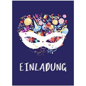 8 Einladungskarten für Fasching