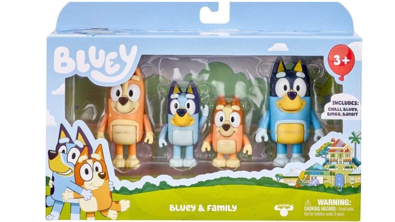 BlueY 4er-Figuren-Set Familie, Bingo, Bandit und Chilli; 6,3-7,6 cm große Figuren mit beweglichen Ge