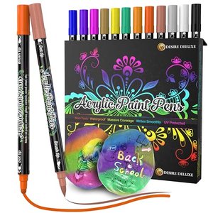 Acryl Farben Stifte Set, 100% natürlich 12 Acrylstifte für viele Oberflächen