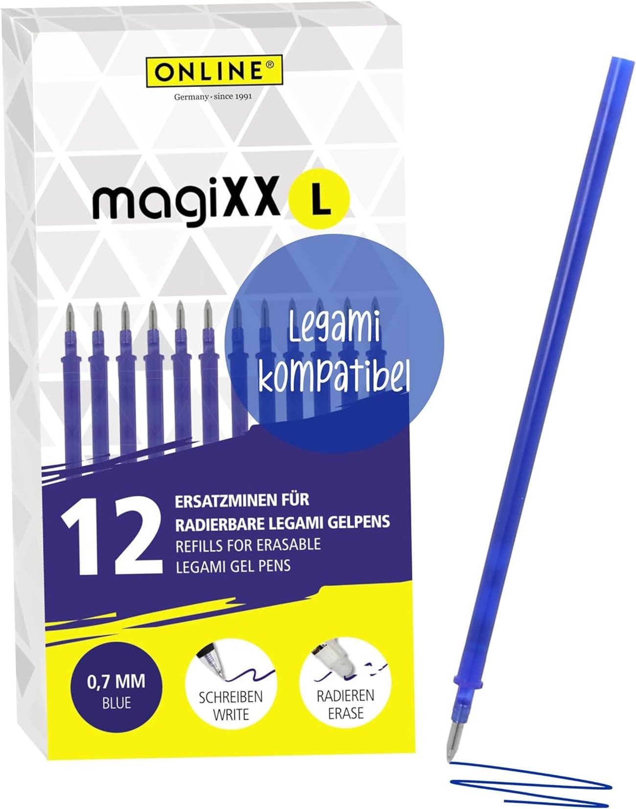 12 radierbare Ersatzminen, blau