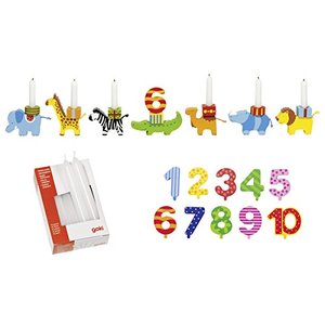 Goki Geburtstagszug Tierparade Zahlen 1-10 Kerzen weiß - Die LuLuGoS