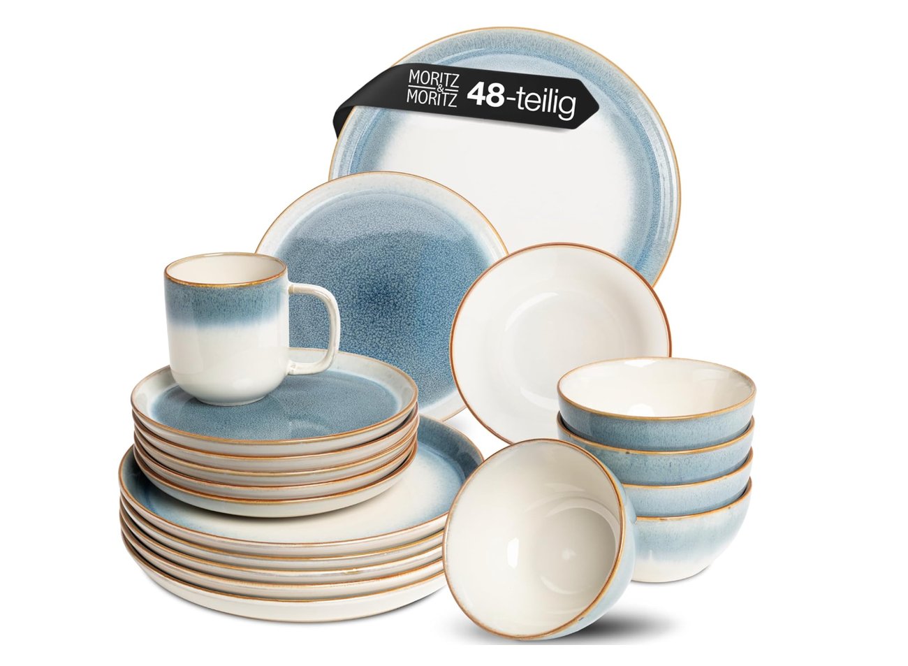 Moritz & Moritz TARENTO 48-tlg. Geschirrset 12 Personen Blau