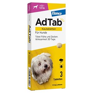 AdTab Hunde Zecken- und Flohschutz (über 2,5 bis 5,5 kg)