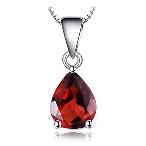 JewelryPalace Tropfenschliff 2.2ct Echt Granat Birthstone Solitaire Kette Anhänger, Roter Stein Schm
