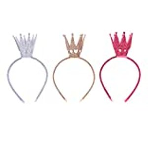 YeahiBaby Prinzessin Krone Haarreif Glitter Haarschleife Baby Geburtstag Party Tiara 3 Stück