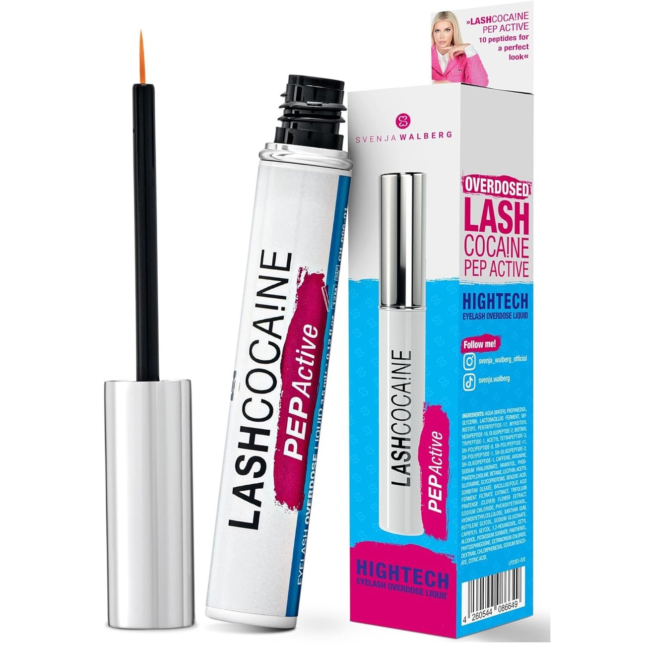 LASHCOCAINE PEP ACTIVE - Wimpernserum ohne Hormone – Schützt & kräftigt die Wimpern - Wimpernbooster