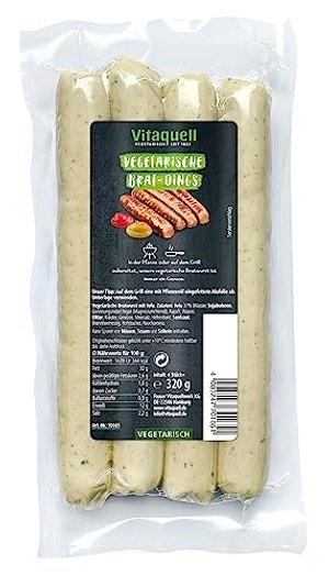 Vitaquell Vegetarische Brat Dings, 5 x 80 g für die Pfanne oder den Grill als vegetarische Bratwurst