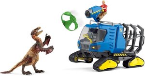 Realistischer Dakotaraptor Dino mit Truck und Forscherfigur