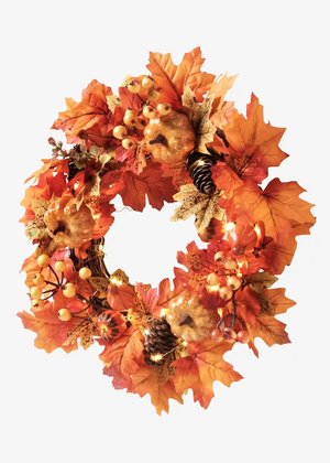 LED-Türkranz mit Herbstdeko
