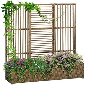 Outsunny Hochbeet mit Rankgitter in Rattan-Optik