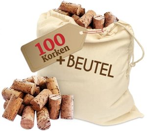 100 neue Bastelkorken mit Baumwollbeutel