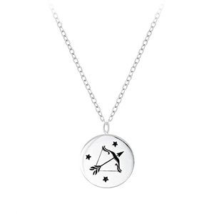 Laimons Mädchen Kinder-Halskette Anhänger Sternzeichen oxidiert 8mm mit Kette 45cm Stärke 1mm Sterli