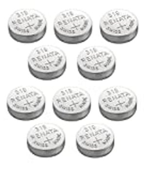 10 x Renata 319 Knopfzellenbatterien / Uhrbatterien, Swiss Made, Silberoxid, 1,5 V (SR527SW)