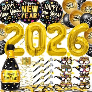 YBwanli Silvester Deko 2026 party set, Bunt Neujahr Silvesterdeko
