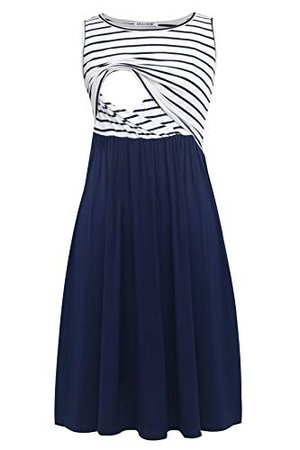 Smallshow Still-Kleid Navy Stripe-Navy
