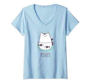 T-Shirt mit Sternzeichen Fische im Katzen-Design