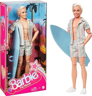 BARBIE THE MOVIE - Puppe für Barbie Filme Fans, Ken-Puppe, Sammelpuppe im Surfbrett und Turnschuhen,