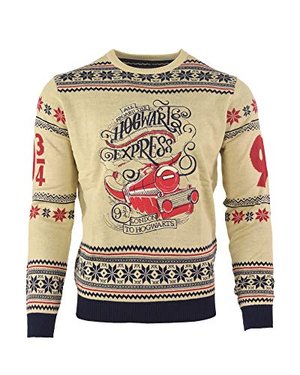 Harry Potter Christmas Jumper Ugly Sweater Hogwarts Express, Pullover, mehrfarbig, Größe XL