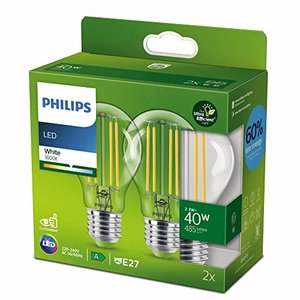 Philips Classic ultraeffiziente E27 LED Lampe, 40W, klar, warmweiß, Doppelpack