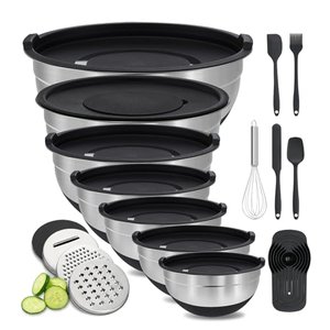 Bewos 7-teiliges Rührschüsselset aus Edelstahl mit Deckel