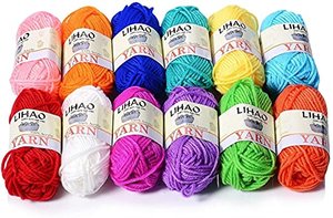 LIHAO 12x15g Strickwolle in 12 Farben