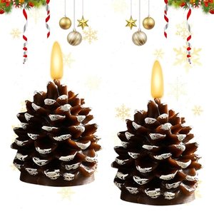2 Stück Flammenlose Tannenzapfen Kerzen