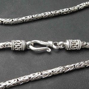 Drachensilber: Königskette 2.5 mm Stärke 45cm lang, aus massivem 925 Sterling Silber, handgefertigt