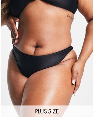 South Beach Curve – Exklusiv – Mix & Match – Bikinihose in Schwarz mit hohem Bund und Knoten an den 