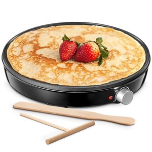 Yabano Crêpes maker, Ø 30 cm Retro Pancake Maker mit Wender und Teigverteiler
