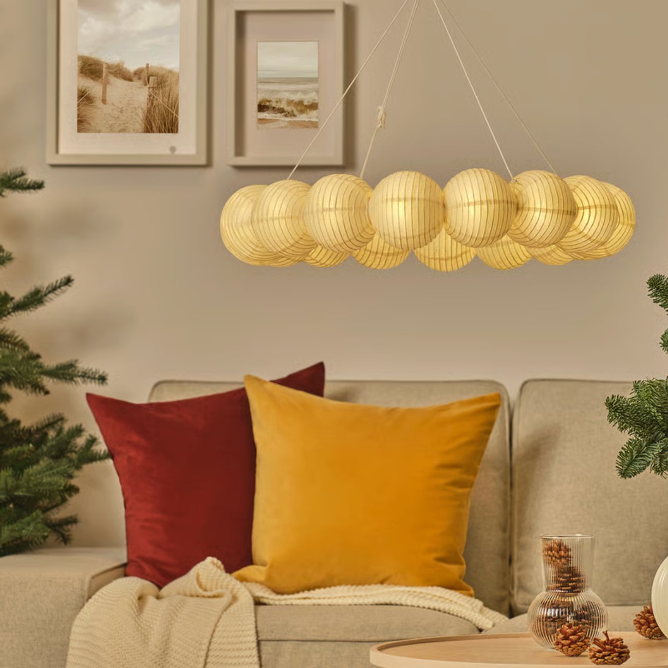 STRÅLA Hängeleuchte, LED, dekorativ - Kugel Kreis/weiß