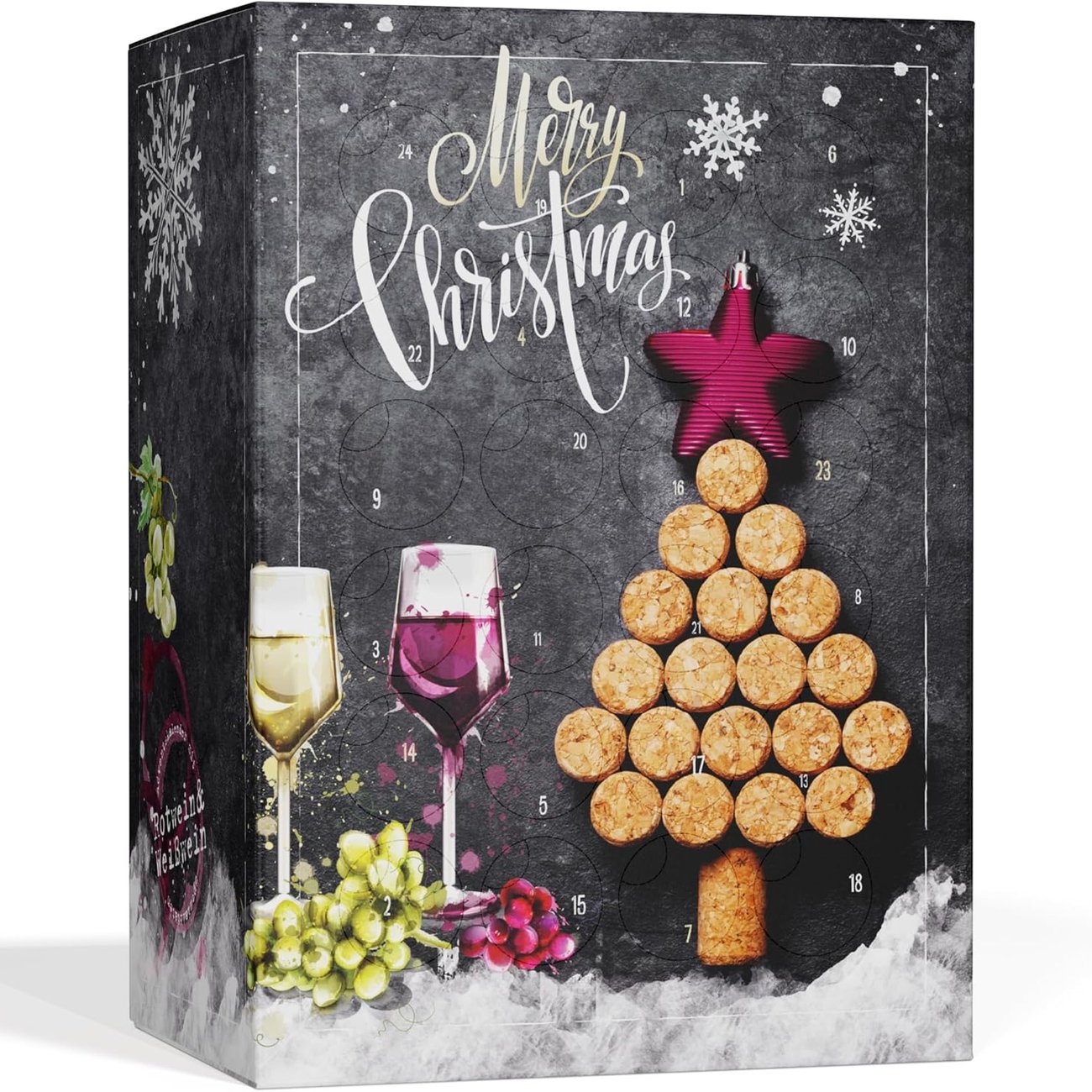 Wein Adventskalender 2025: 24 Weinsorten in Rot, Weiß & Rosé