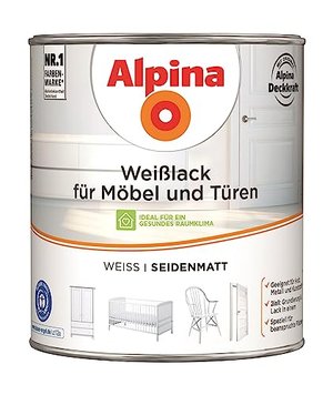 Alpina Weißlack für Möbel und Türen 2 Liter seidenmatt