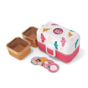 monbento - Lunchbox Kinder MB Tresor rosa Birds - Brotdose Kinder mit 3 Fächern