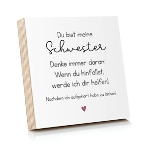 ARTFAVES Holzbild mit Spruch - Du bist Meine Schwester