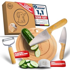 Eli Edelstahl Kindermesser Set - hochwertiges 5 teiliges Kinder Küchenmesser Set - Messerset mit Fin