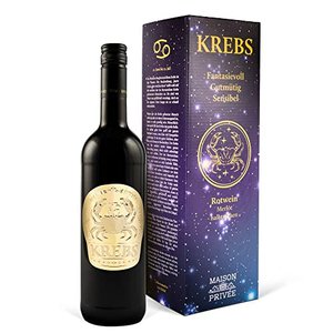 Wein Geschenk für das Sternzeichen Krebs (0,75 l) Rotwein (Merlot, halbtrocken, Italien)