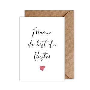Muttertagkarte mit Umschlag: Mama du bist die Beste!