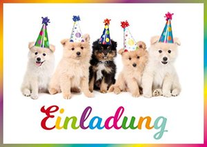 10 Einladungskarten für Party-Hunde