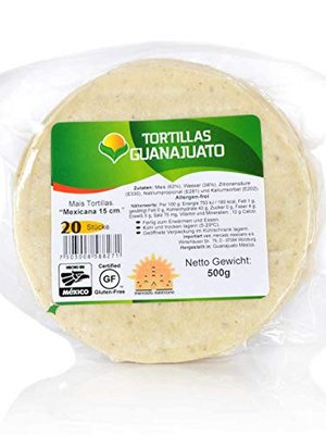 Weiße Maistortillas Mexicana Guanajuato glutenfrei, 15cm, 20 Stück (500gr.)