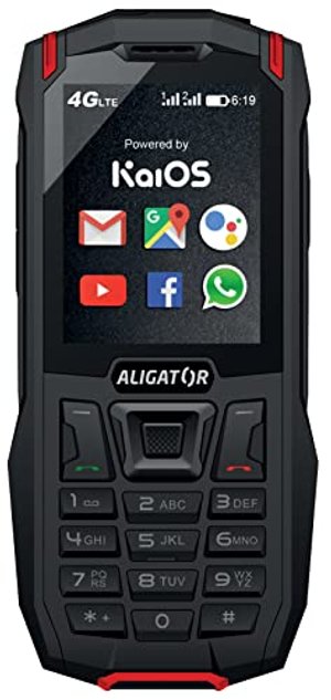 ALIGATOR Outdoor Handy 4G/LTE AZAK50BR mit 2,4“ Farb-Display, 4GB Speicher, KaiOS BS,Farbe schwarz-r